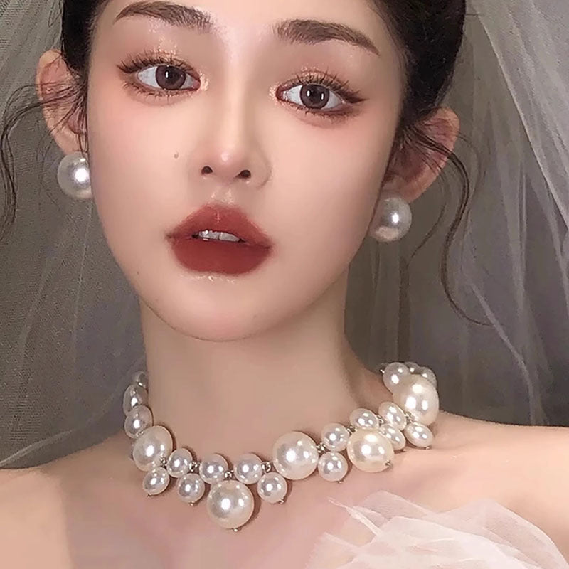 Retro Bridal Pearl Necklace - Light Luxury