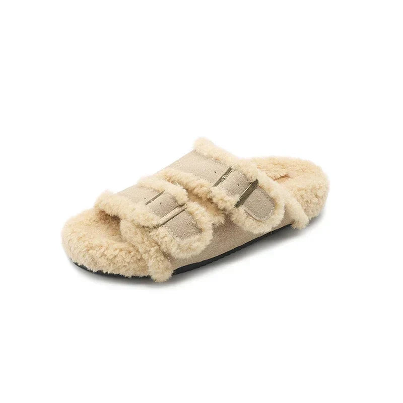 Luxe Wool Buckle Sandals