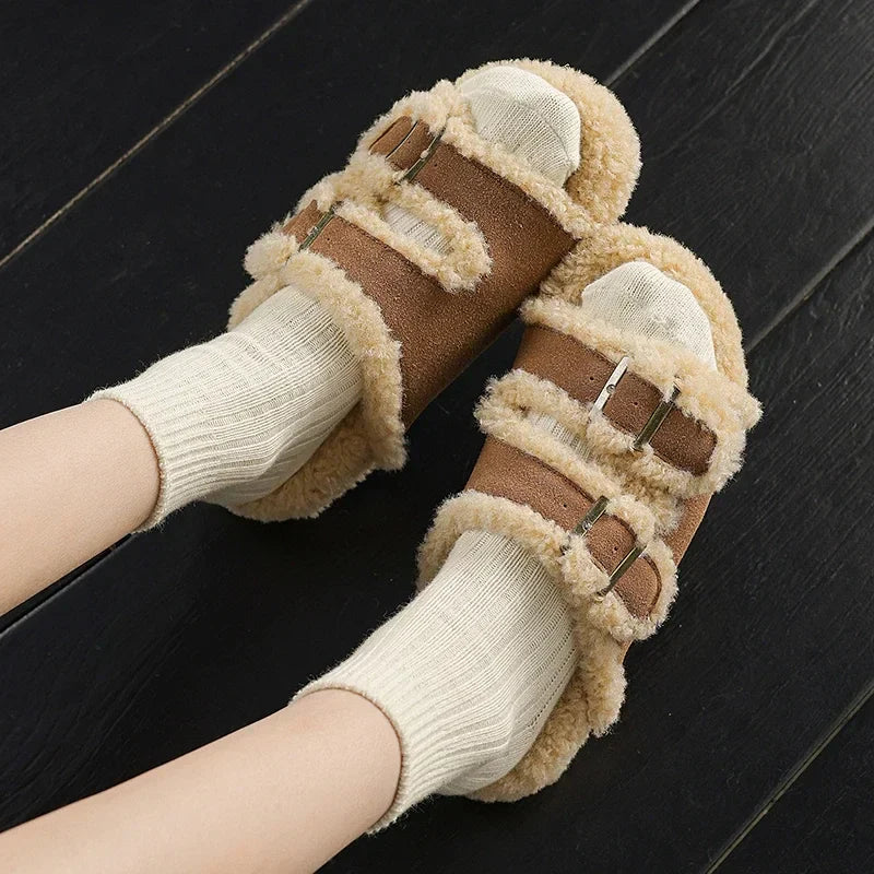 Luxe Wool Buckle Sandals