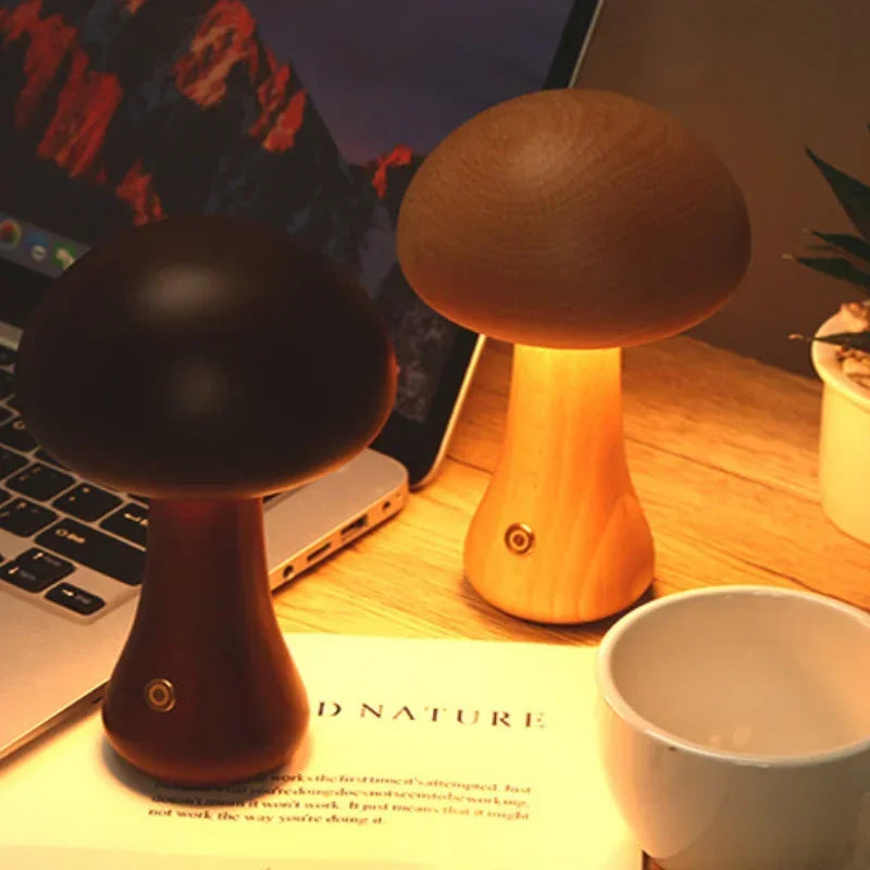 Walnut Mushroom Lamp